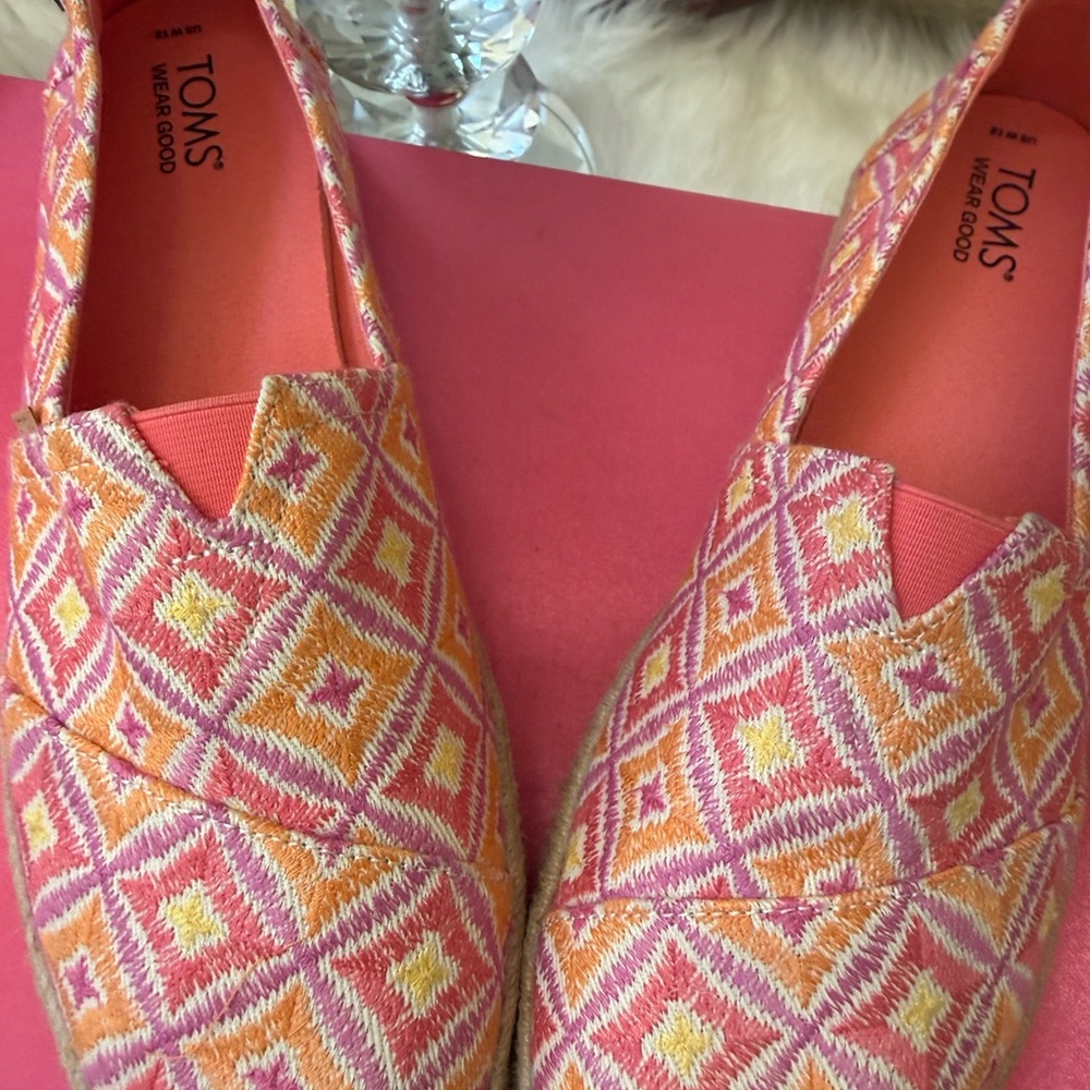 TOMS Unisex Alpargata Rope 2.O Geometric Espadrille Woven Textile Pink & Yellow - Picture 17 of 17